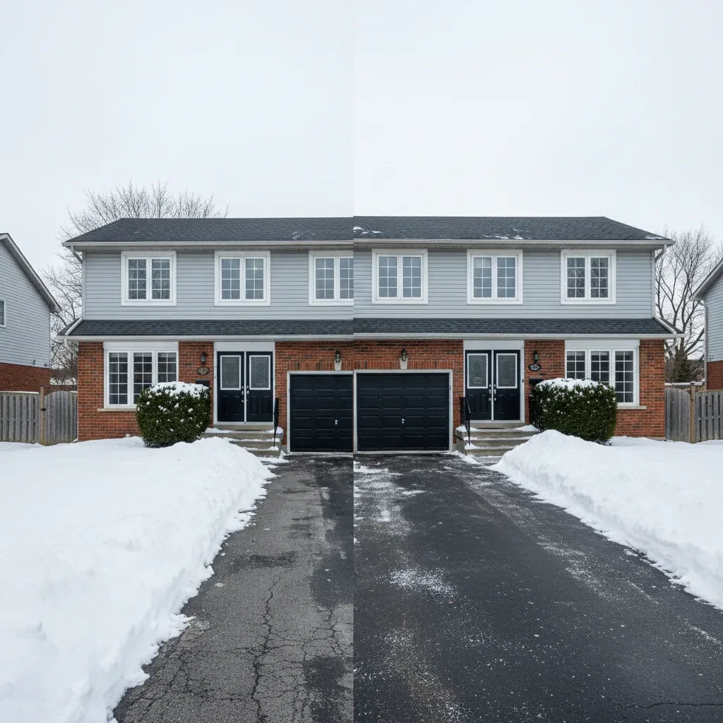 Snow removal service transformation - before and after by Signature Landscaping Oshawa in Oshawa